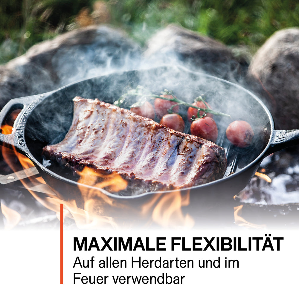 Feuerpfanne mit Stiel 2x Set