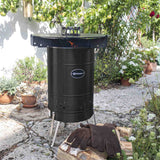 Feuertonne Pyron Black Edition + Grillplatte + Abdeckhaube