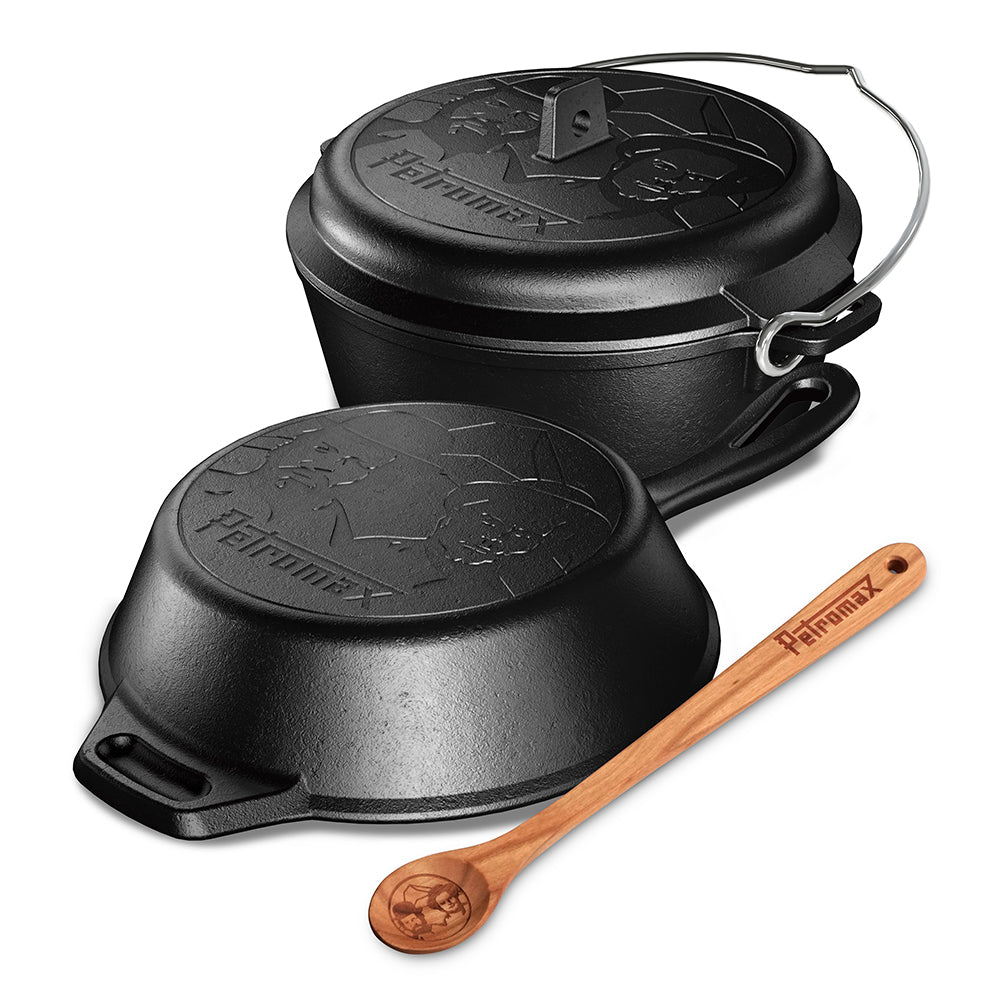 Set Gusseisenpfanne + Dutch Oven + Holzlöffel - Bud Spencer & Terence Hill Edition