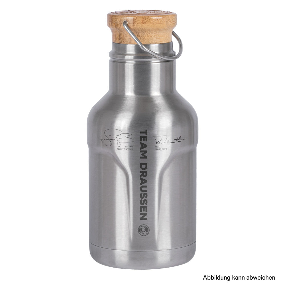 Isolierflasche 1 Liter Lasergravur Bastian und Felix