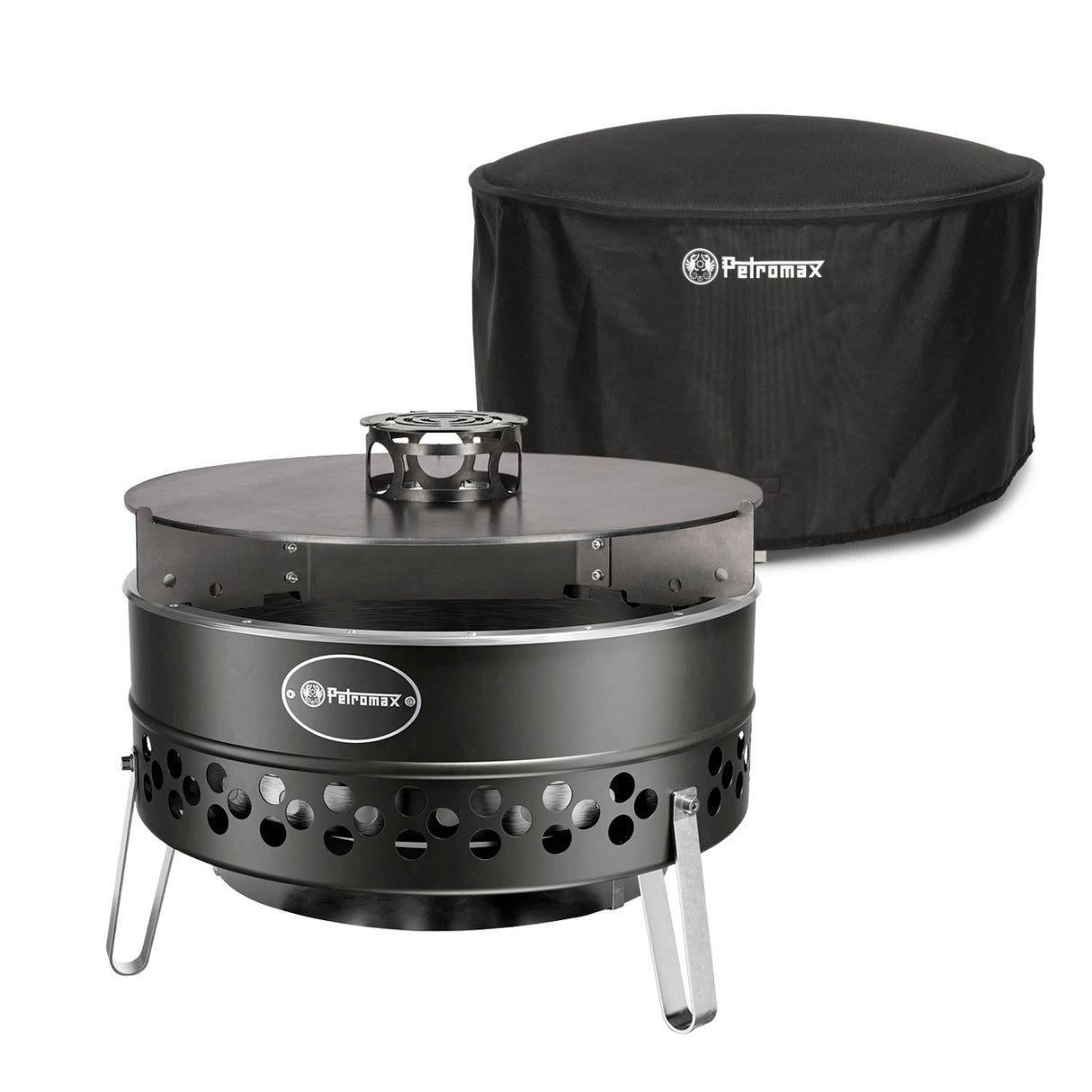 Feuerschale Tyropit Black Edition + Grillplatte + Abdeckhaube